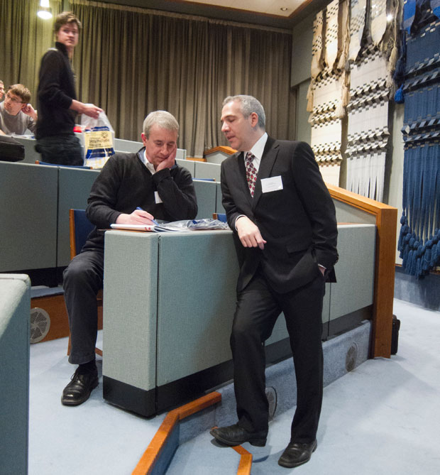 Steve Meech (UEA) and David Klug (Imperial College) having a chat before the start of the meeting. UCP